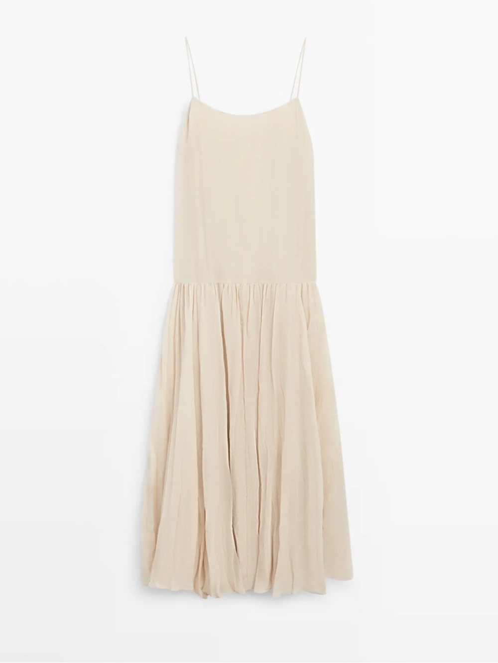 Massimo Dutti Flowing Midi Dress with Pleated Detail - Picture 3 of 5